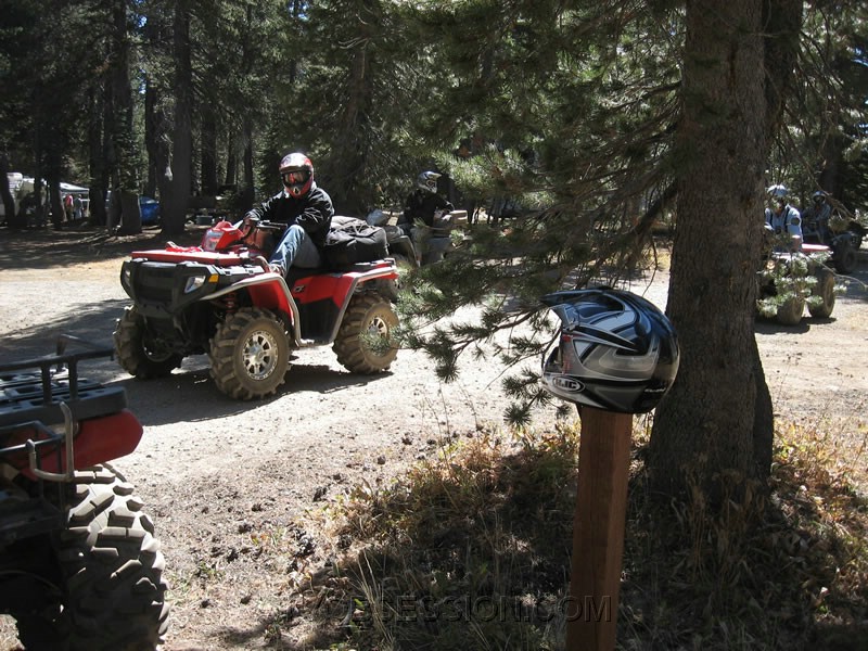 052. Terry's helmet greets any visitor into camp..jpg
