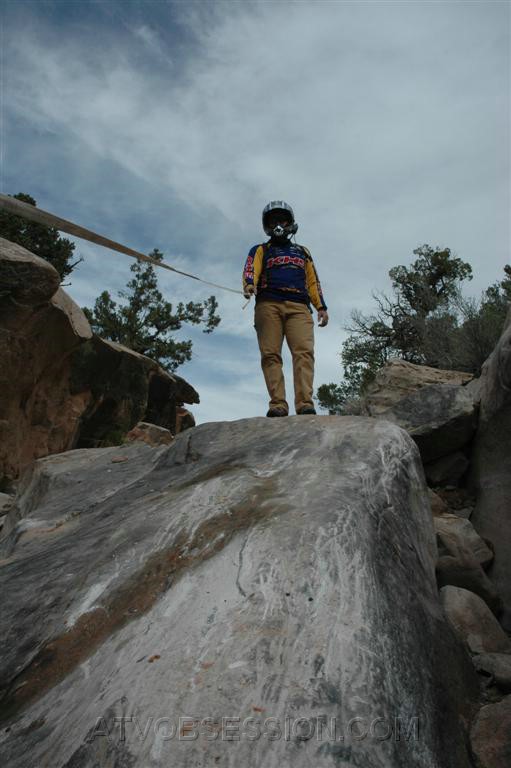 040. Dusty waits at the next obstacle..a HUGE ROCK..jpg
